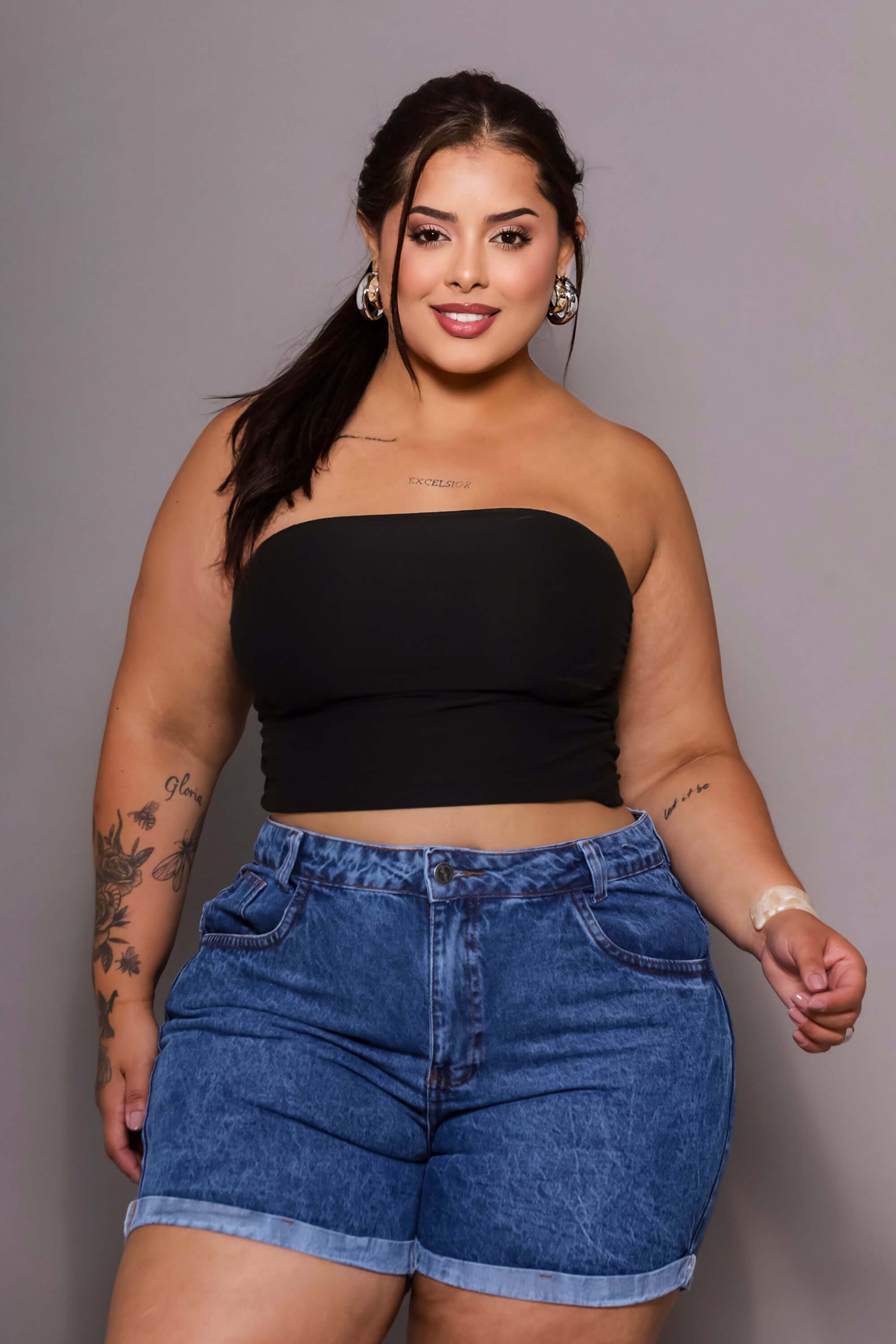 Short jeans plus size hot pants feminino Marmorizado